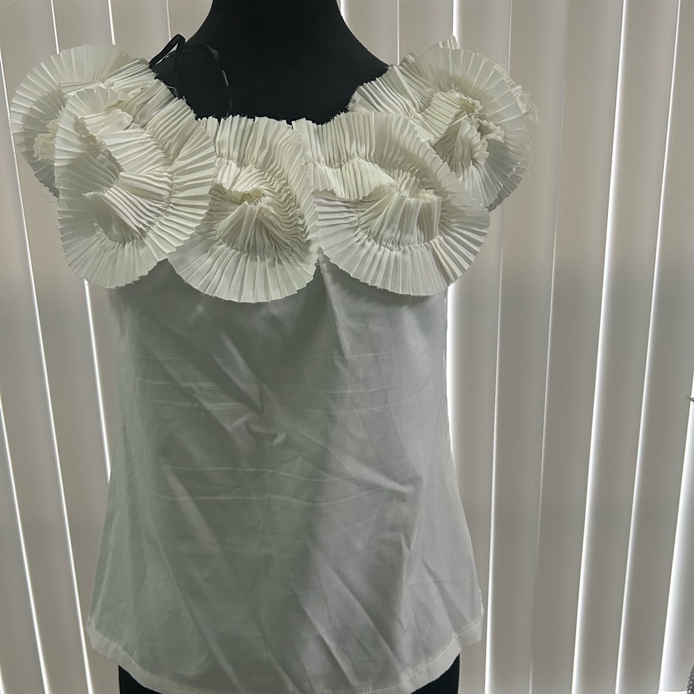 Forever 21 Cream Ruffled Blouse